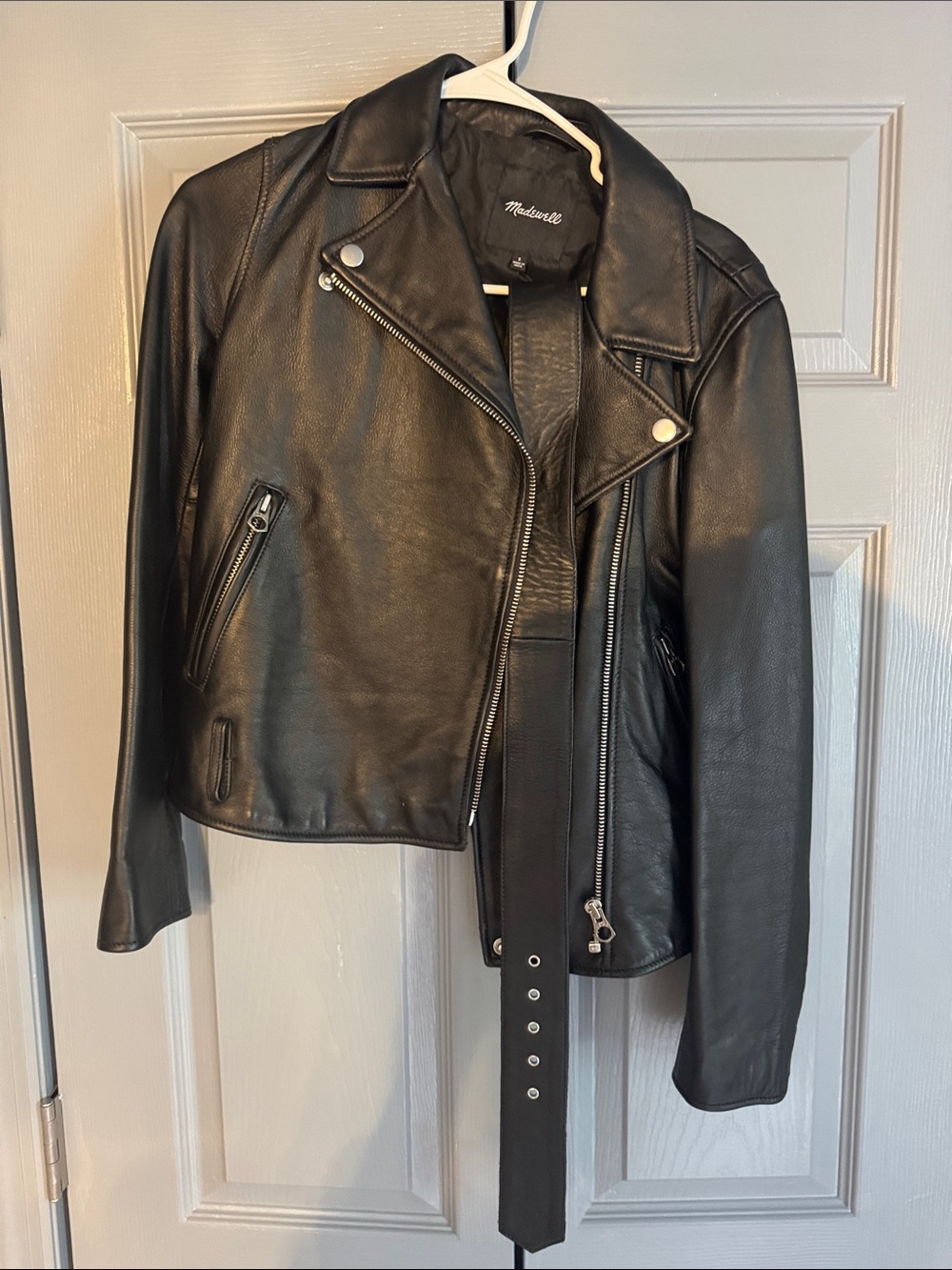 Madewell Black Leather Jacket with Belt
